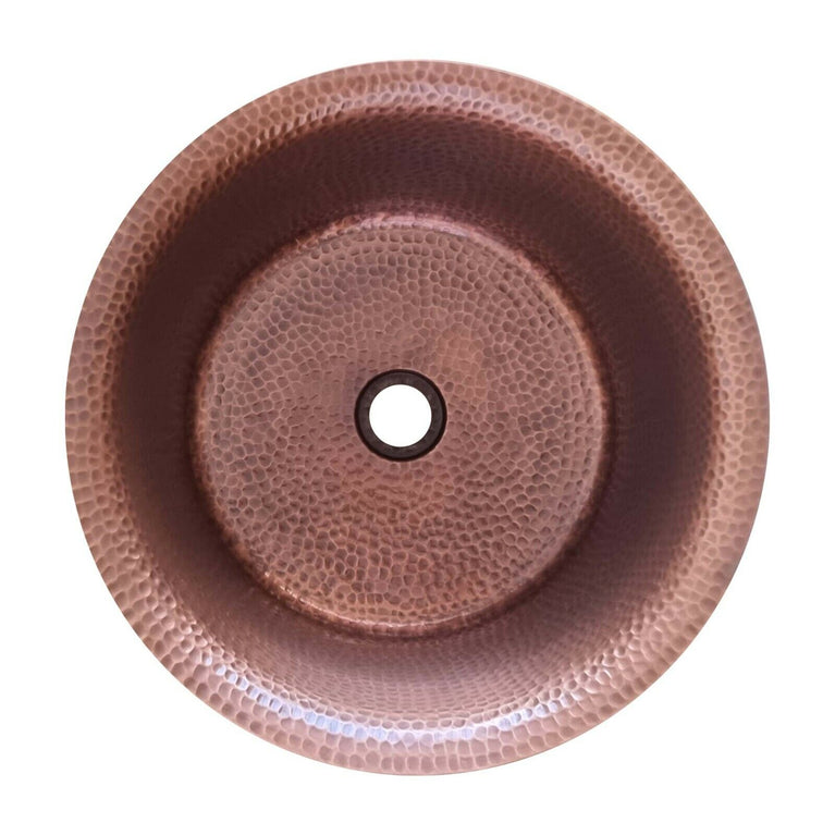 Round Copper Sink Curved Rim Design 14.50 x 7.50 inch