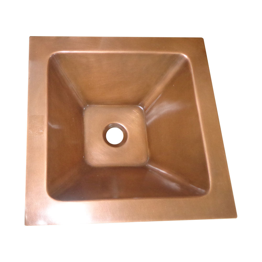 Square Double Wall Copper Sink Tapering Depth - Coppersmith Creations