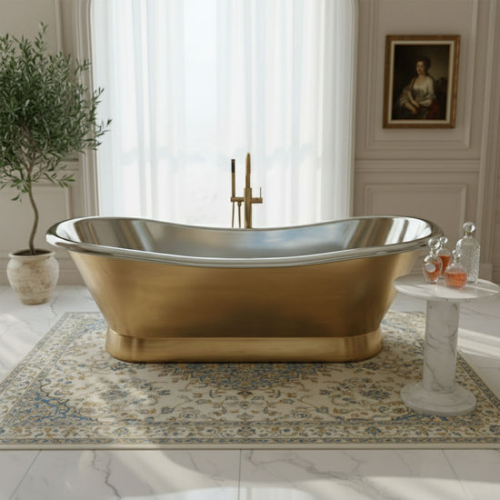 2000mm Slanting Base Brass Bathtub Nickel Interior (No Branding Plaque)