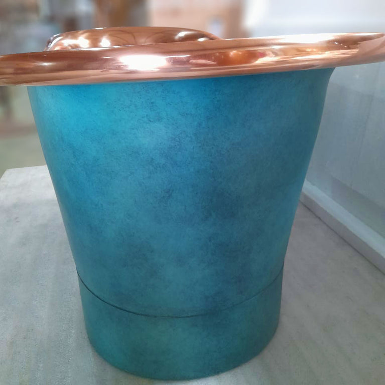 Straight Base Copper Bathtub Polish Copper Inside & Patina Exterior