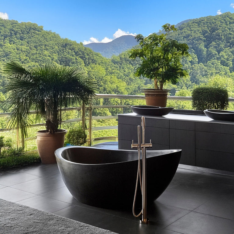 Double Wall Copper Bathtub Charcoal Black Antique – Eclipse Oval Design