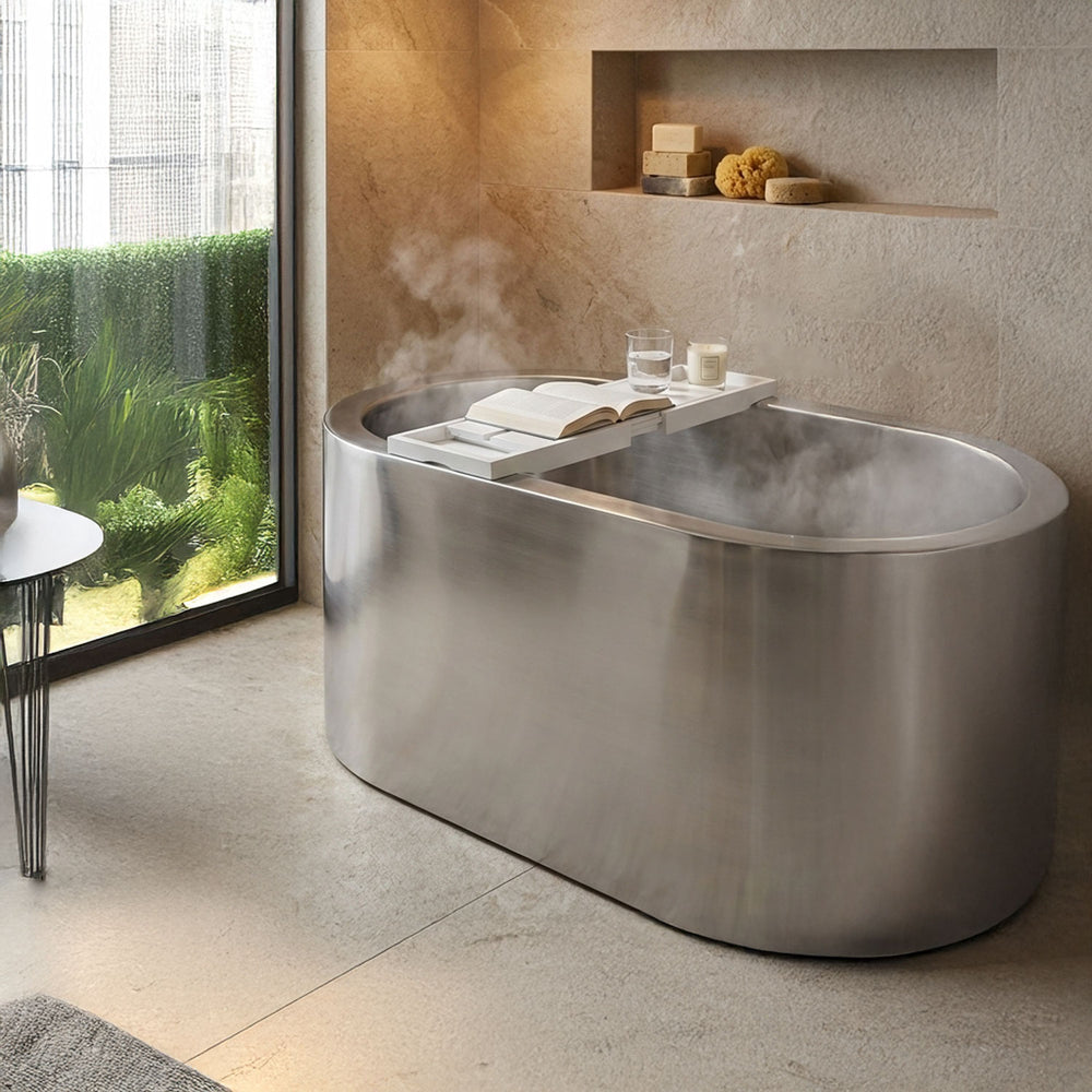 Double Wall Stainless Steel Bathtub with Built-In Dual Seats