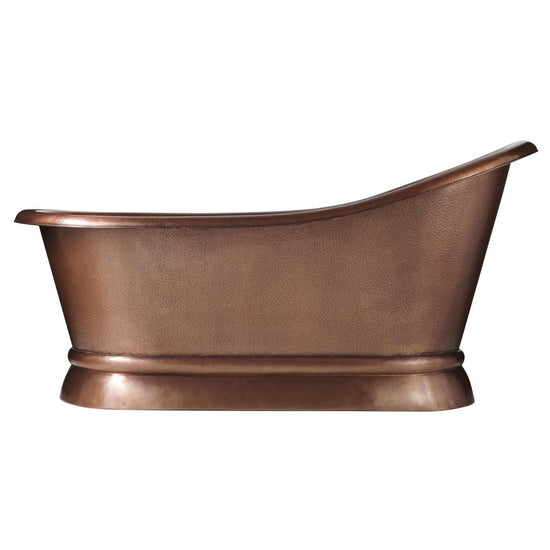 Hammered Copper Single Slipper Tub with Smooth Round Pedestal Base
