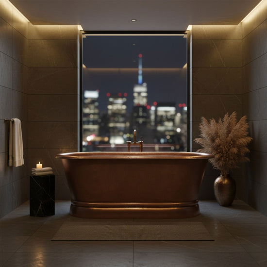 Hammered Antique Finish Pedestal Copper Bathtub