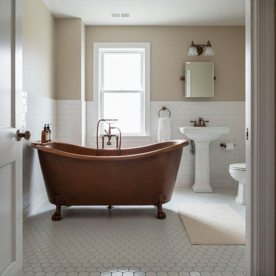 Hammered Clawfoot Copper Double Slipper Tub