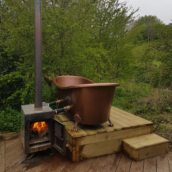 Hammered Clawfoot Copper Double Slipper Tub