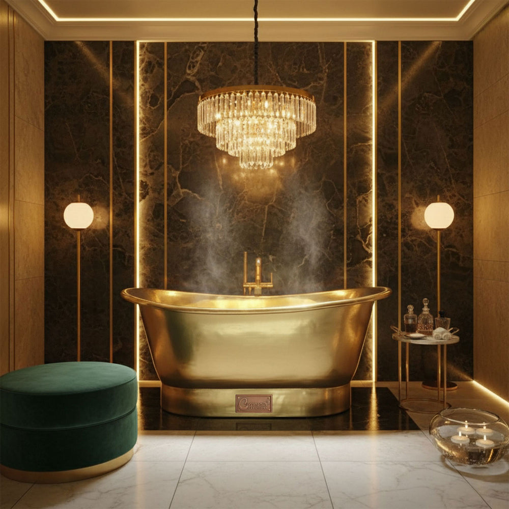Straight Base Brass Bathtub Full Polished Brass Finish