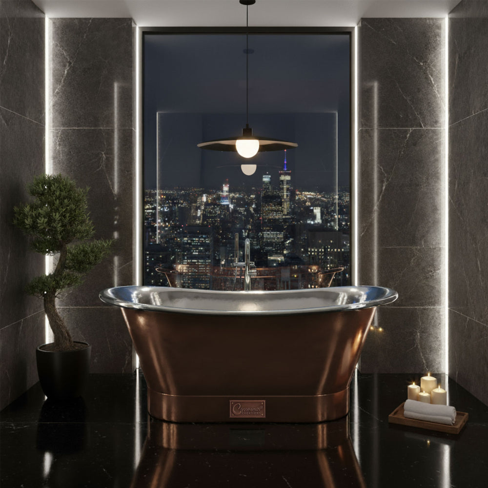 Straight Base Copper Bathtub Nickel Inside