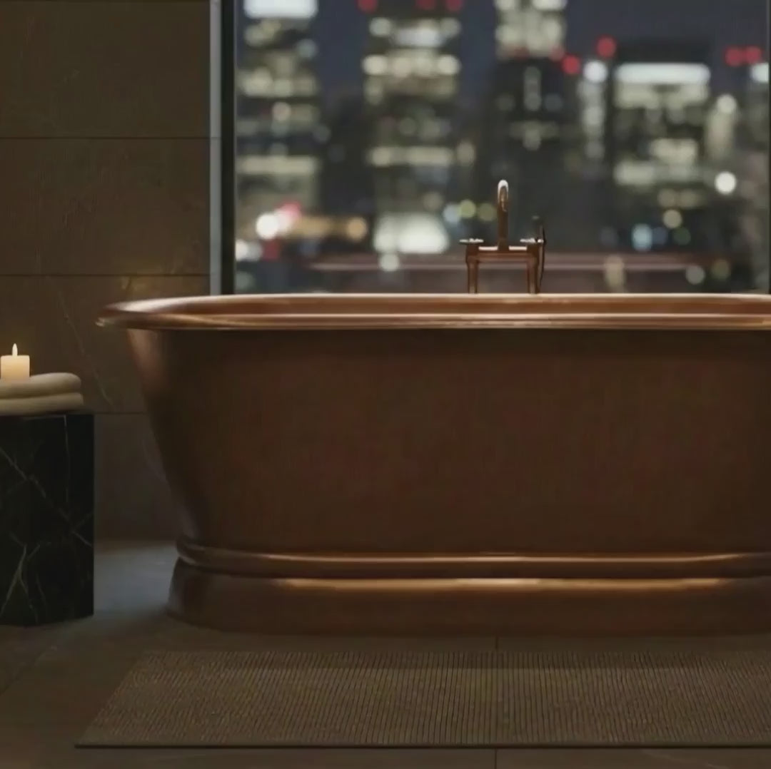 Hammered Antique Finish Pedestal Copper Bathtub