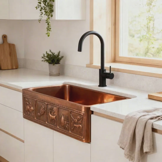 Copper Farmhouse Sink Animal Front Apron