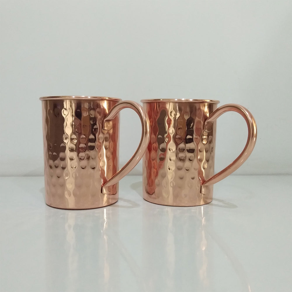 Cylindrical Copper Mugs Hammered