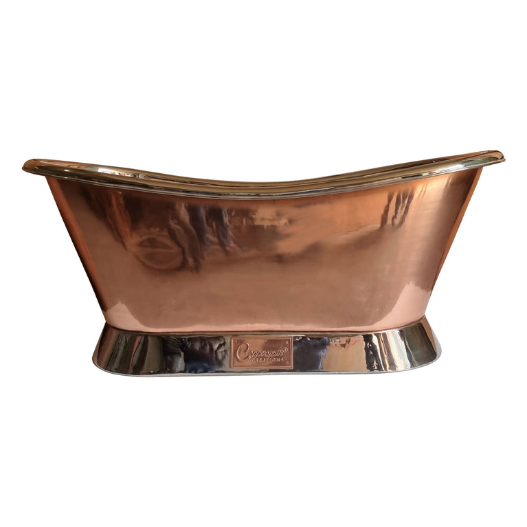 Slanting Base Copper Bathtub Nickel Inside & on Base