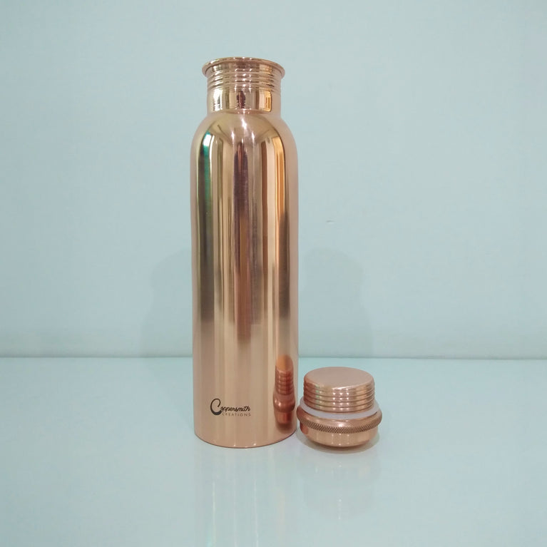 Copper Water Bottle Plain Polished Finish