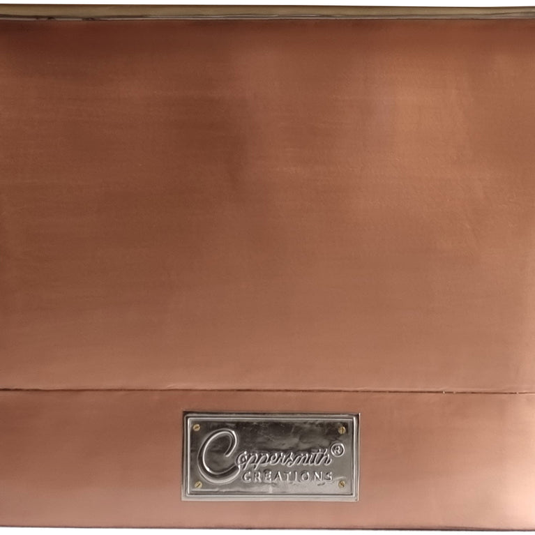 Straight Base Copper Bathtub Brushed Copper Exterior & Polished Nickel Interior