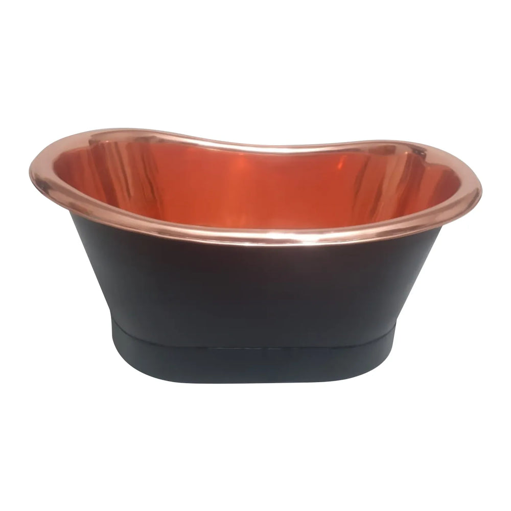 Copper Tub Style Sink Copper Inside & Black Outside Straight Base