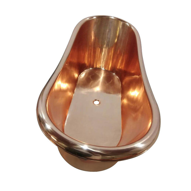 Slanting Base Copper Bathtub Full Shining Copper Finish