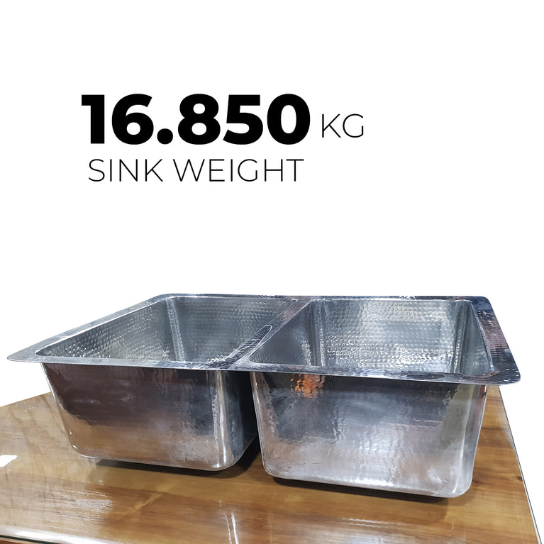 Double Bowl Stainless Steel Kitchen Sink Hammered Front Apron