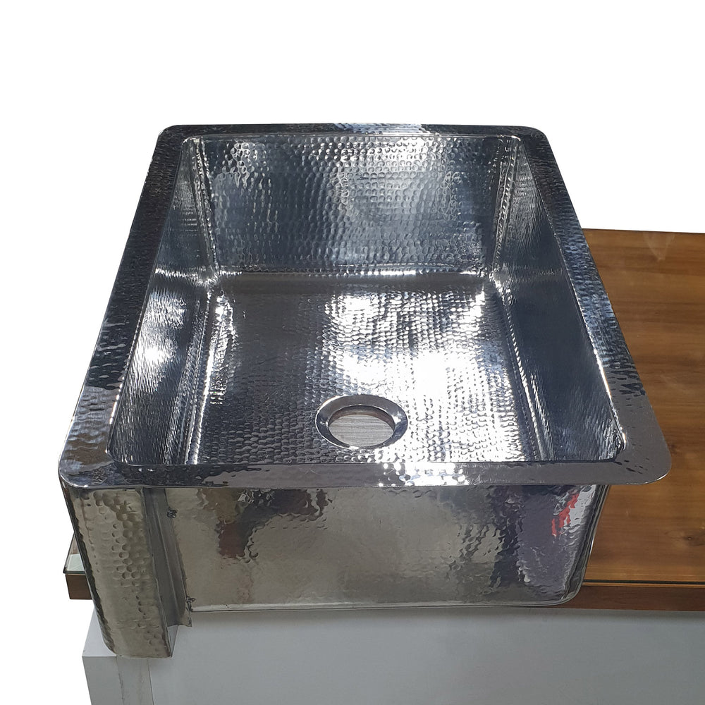 Single Bowl Stainless Steel Kitchen Sink Hammered Front Apron