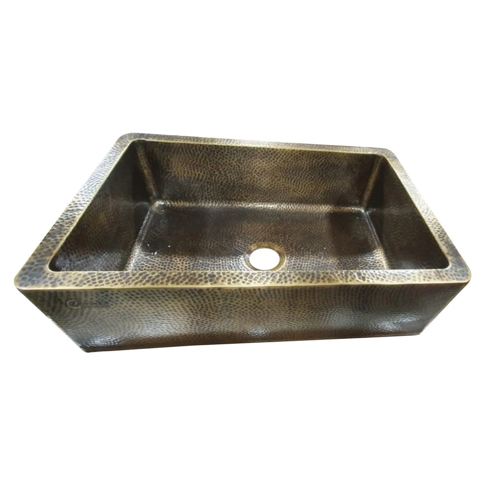 Single Bowl Hammered Front Apron Antique Brass Kitchen Sink