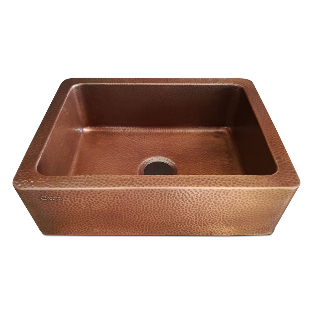 Copper Sink Hammered Front Apron 23.50 x 17.50 x 8 inch