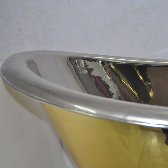 Clawfoot Brass Bathtub Nickel Interior - Coppersmith Creations