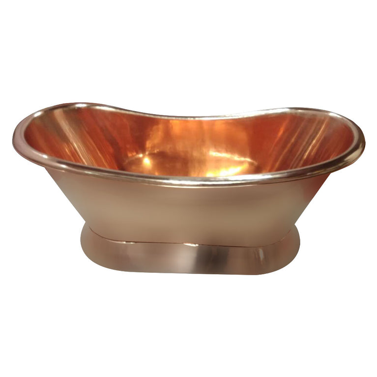 Slanting Base Copper Bathtub Full Shining Copper Finish