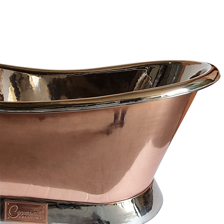 Slanting Base Copper Bathtub Nickel Inside & on Base