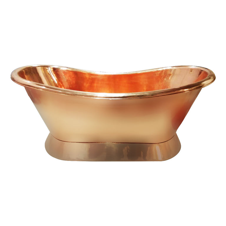 Slanting Base Copper Bathtub Full Shining Copper Finish