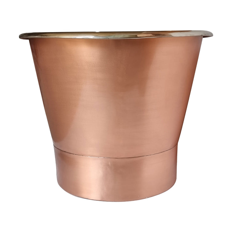 Straight Base Copper Bathtub Brushed Copper Exterior & Polished Nickel Interior