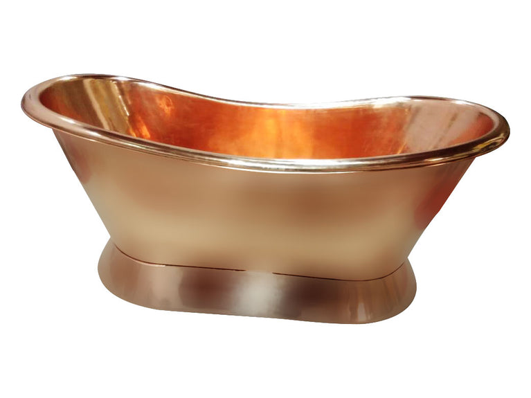 Slanting Base Copper Bathtub Full Shining Copper Finish