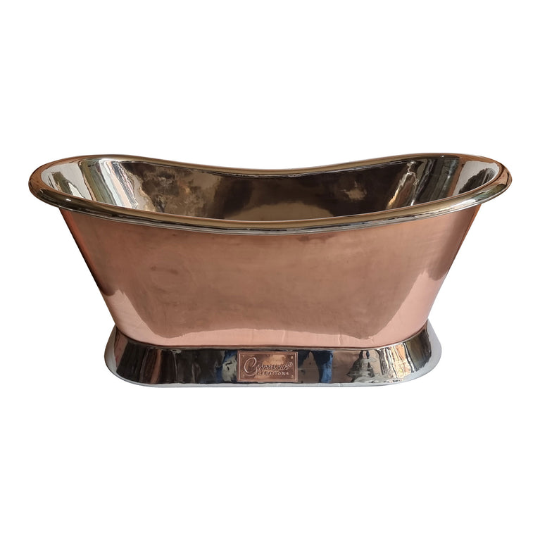 Slanting Base Copper Bathtub Nickel Inside & on Base