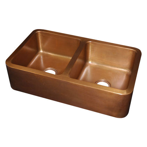 Rectangular Double Bowl Copper Kitchen Sink - Coppersmith Creations