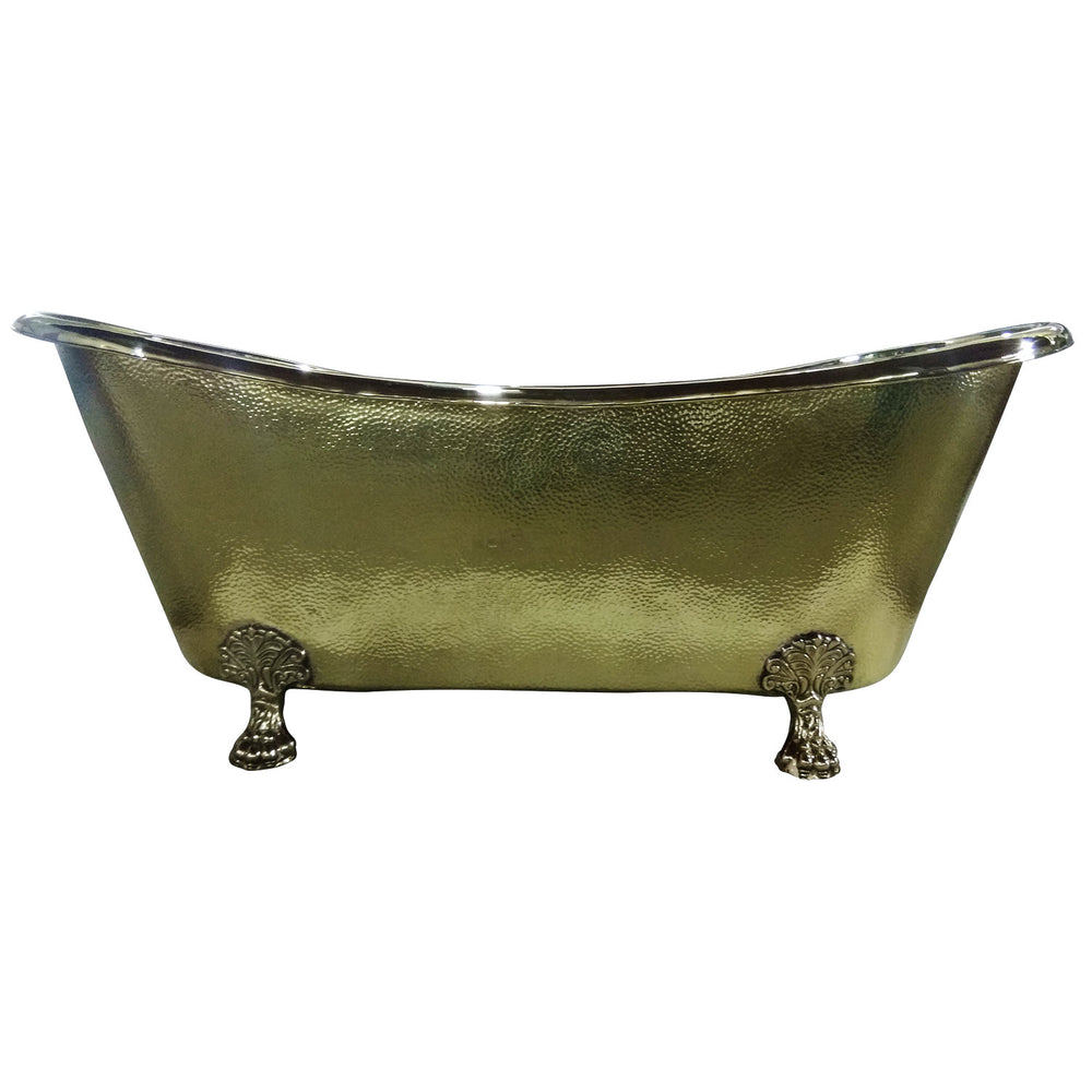 Clawfoot Brass Bathtub Hammered Exterior Full Brass Finish