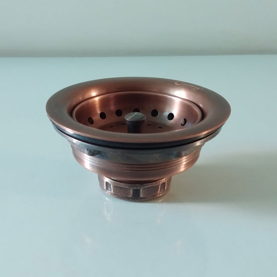 Kitchen Drain - Solid Copper Basket Strainer with Disposal Trim 3.5 - -  COPPER ALCHEMY
