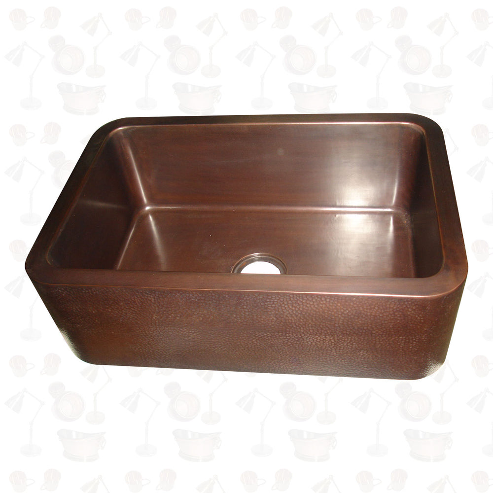 Hammered Front Apron Copper Farmhouse Sink