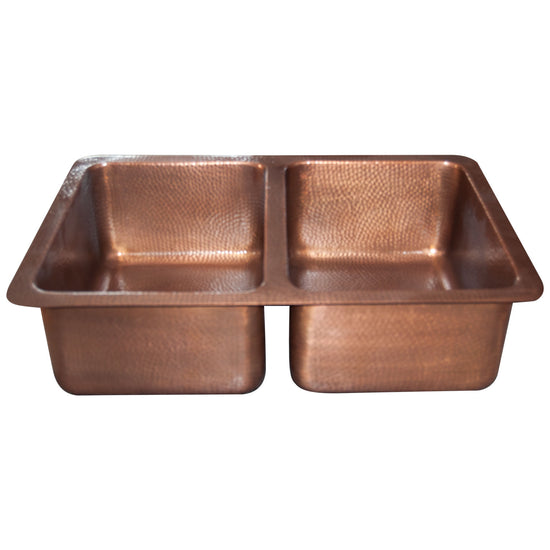 Double Bowl Single Wall Copper Kitchen Sink