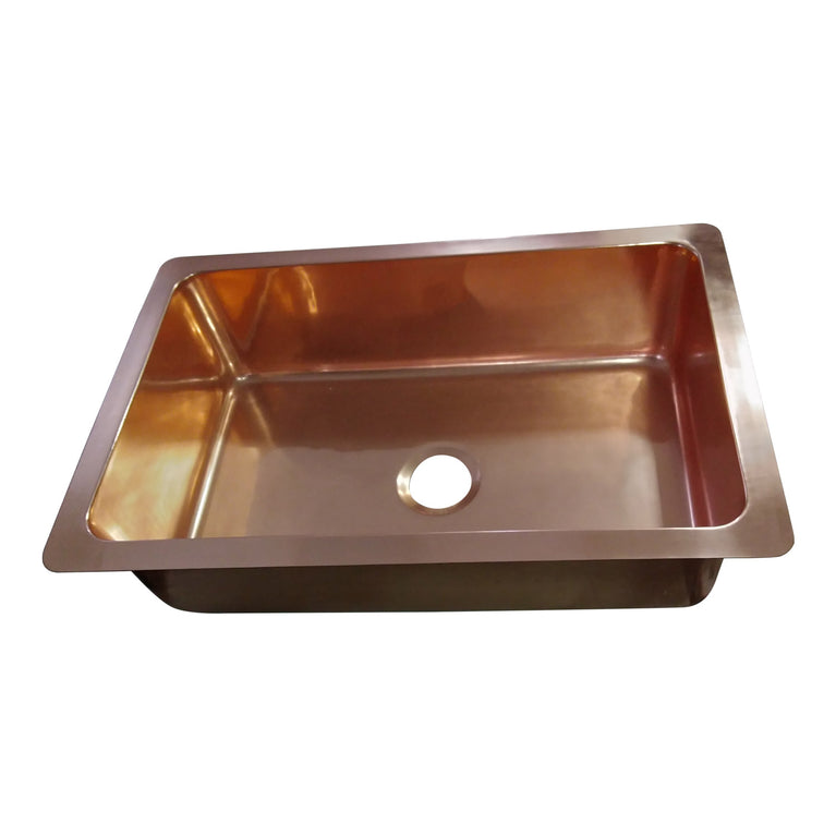 Single Bowl Copper Kitchen Sink Front Apron Smooth