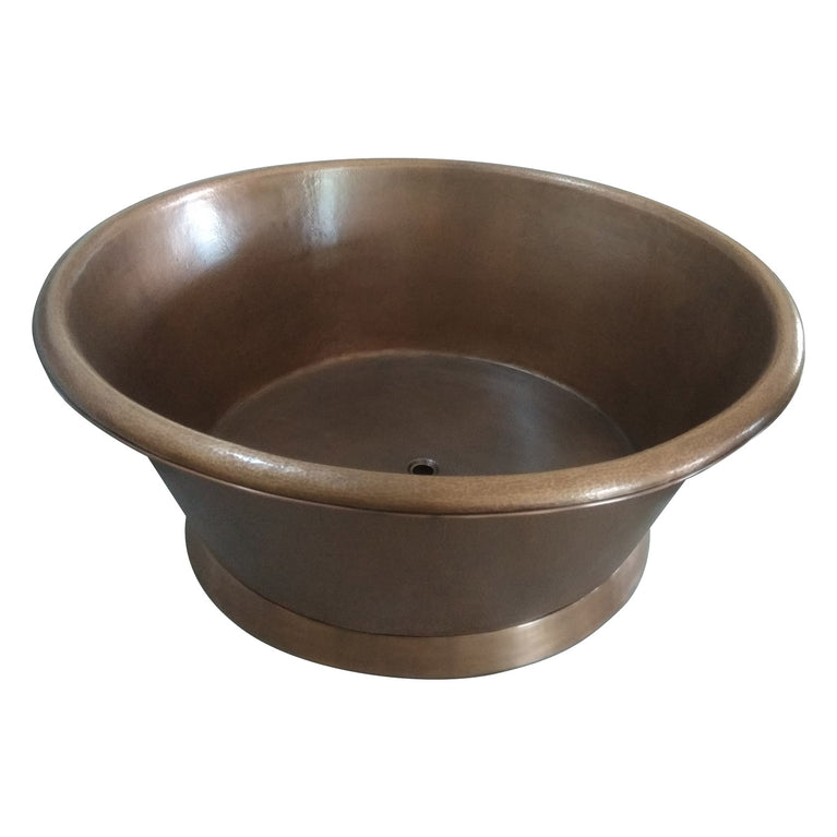 Round Copper Tub Hammered Antique