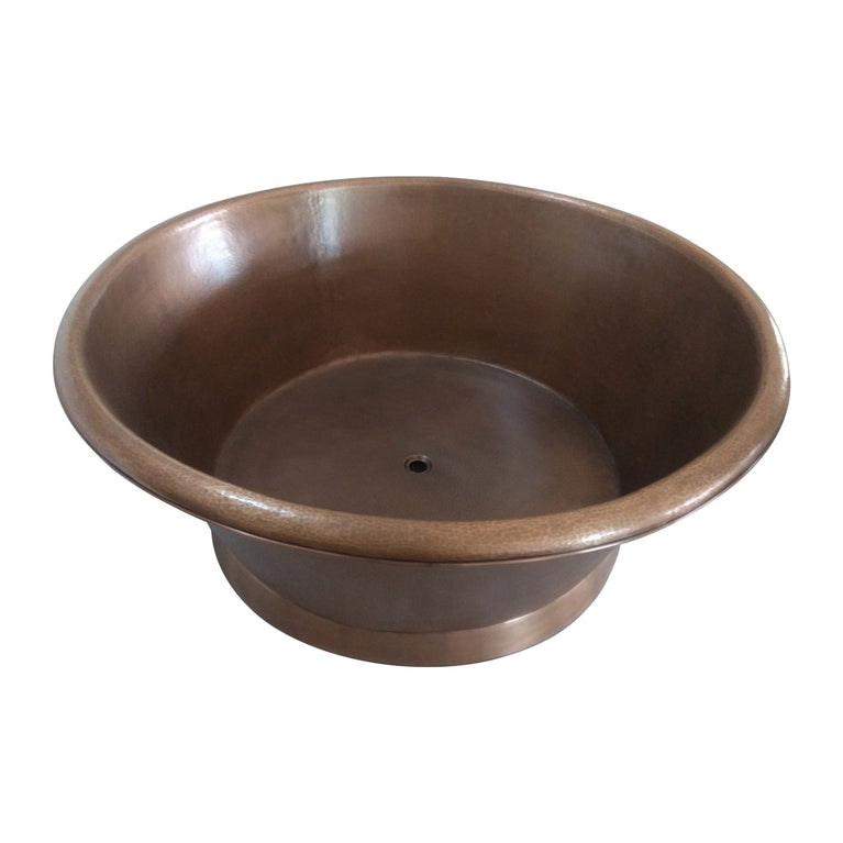 Round Copper Tub Hammered Antique