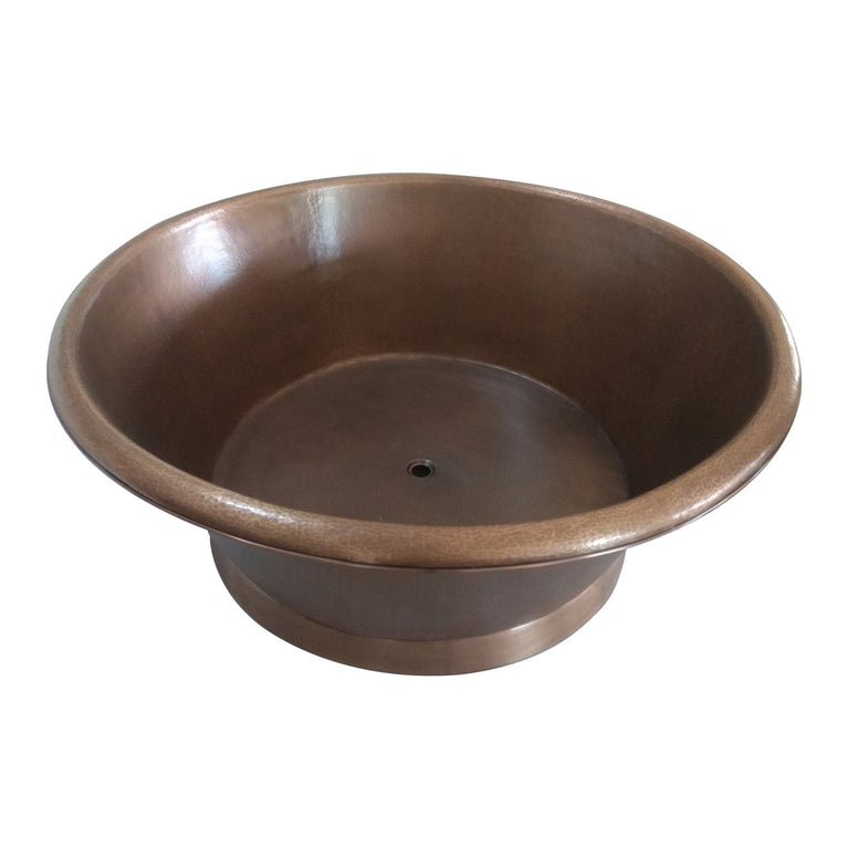 Round Copper Tub Hammered Antique