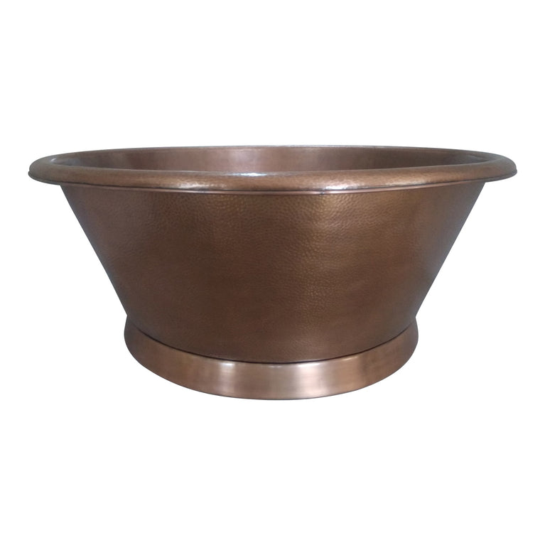 Round Copper Tub Hammered Antique