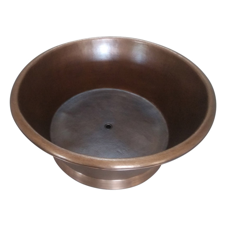 Round Copper Tub Hammered Antique