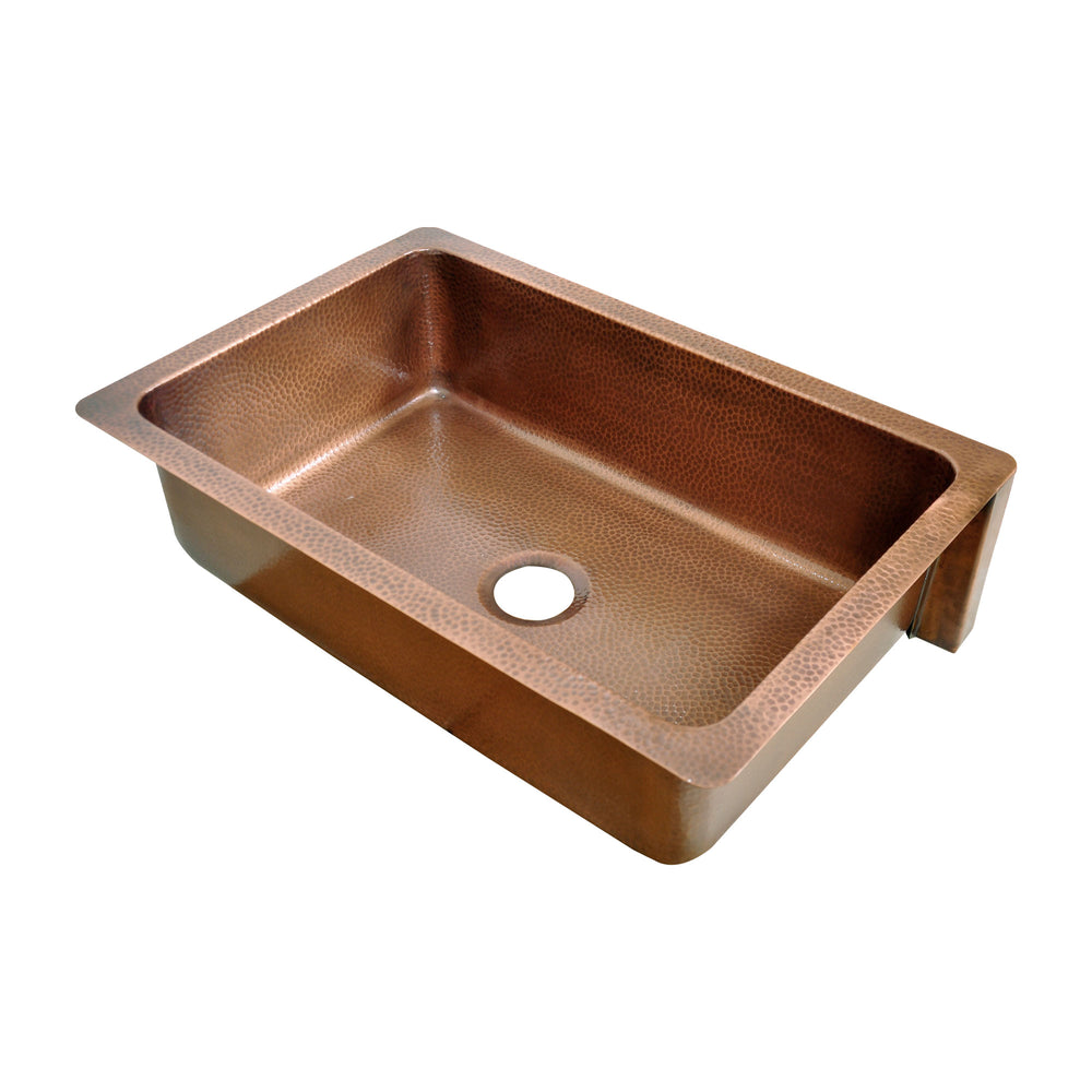 Single Bowl Three Flowers and Petals front Apron Copper Kitchen Sink