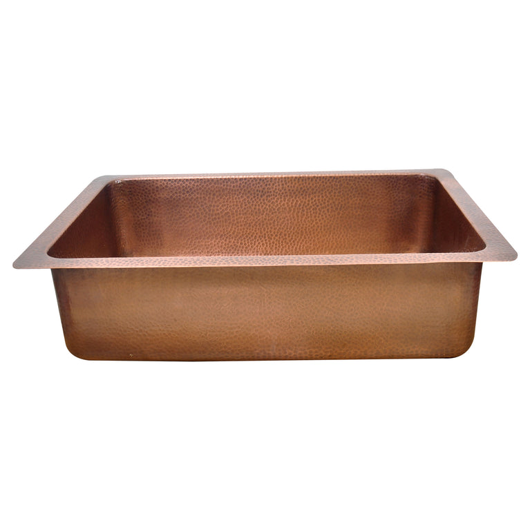 Single Bowl Woven Front Apron Copper Kitchen Sink
