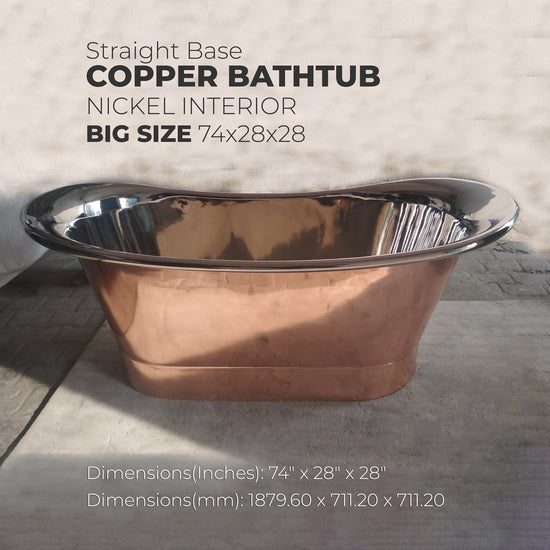 Straight Base Copper Bathtub Nickel Inside Big Size