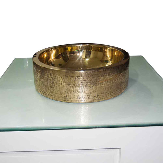Brass Sink Pattern Exterior Double Wall Design - Coppersmith Creations