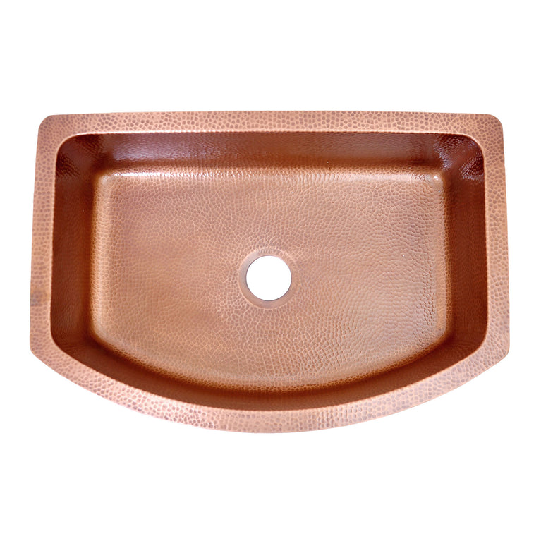 D-Shape Copper Kitchen Sink Single Bowl Front Apron