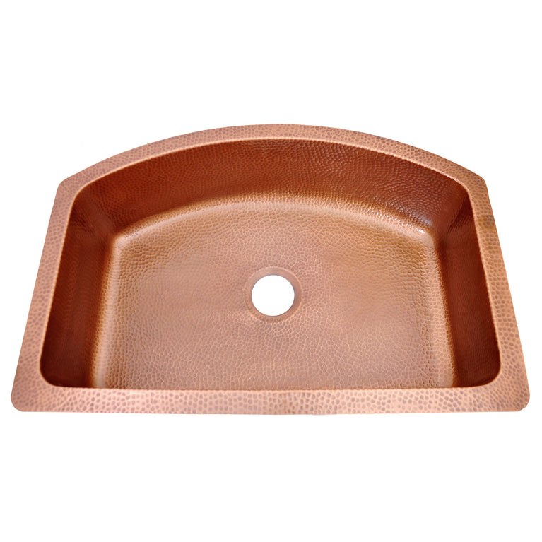 D-Shape Copper Kitchen Sink Single Bowl Front Apron