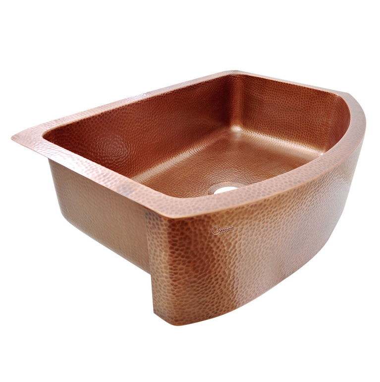 D-Shape Copper Kitchen Sink Single Bowl Front Apron