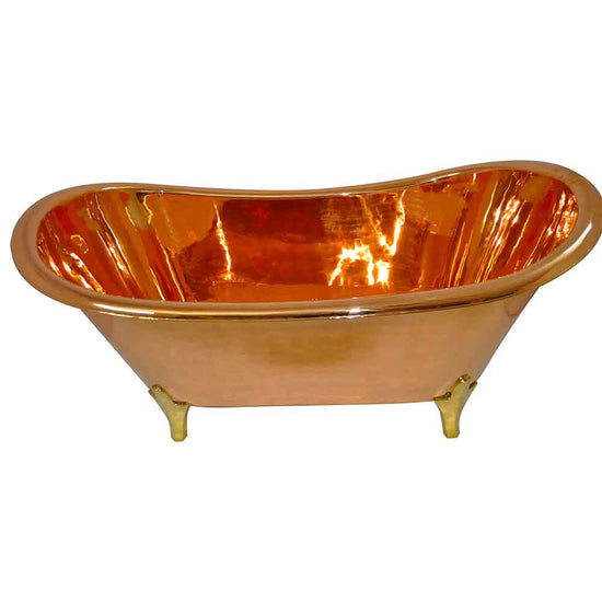 Copper Bathtub Full Copper Finish & Brass Legs - Coppersmith Creations